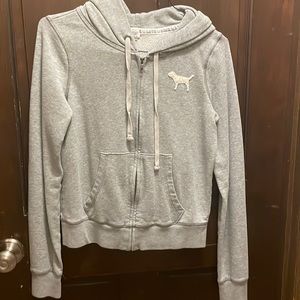 Grey zip-up sweatshirt